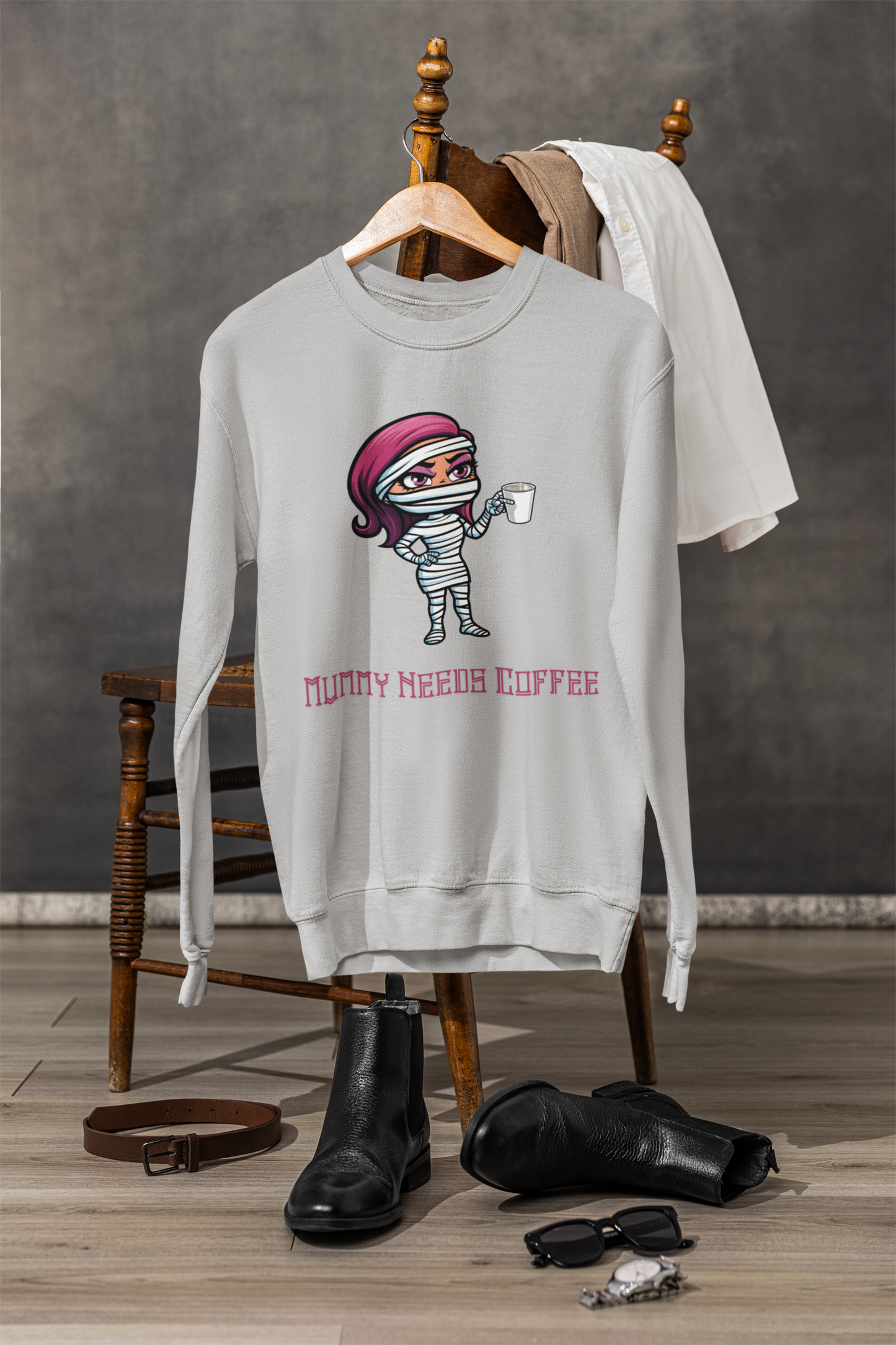 Mummy Needs Coffee Sweater| Funny Halloween Design